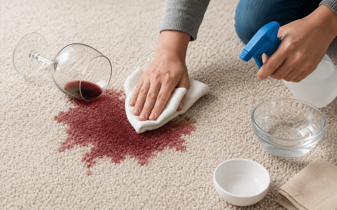 Tache de vin rouge sur moquette