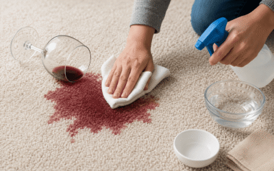 Tache de vin rouge sur moquette